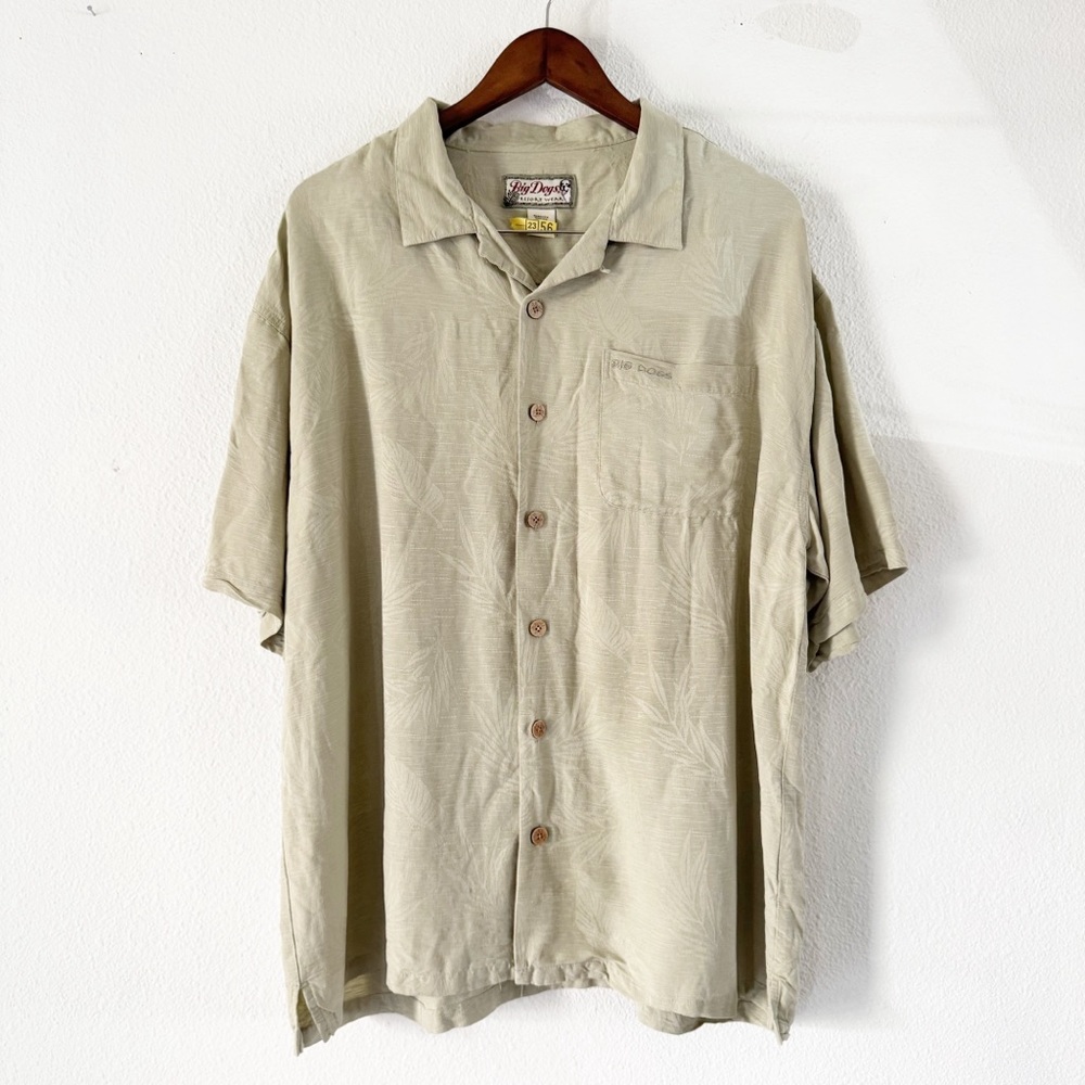 Dadcore Big Dogs Vintage 90s 100% Silk Botanical Resort Button Up XL Coastal